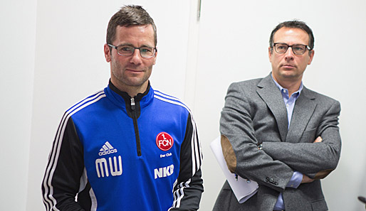 Manager Martin Bader (r.) steht voll und ganz hinter Trainer Michael Wiesinger (l.)
