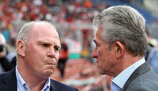 Bayern-Präsident Uli Hoeneß (l.) und Trainer Jupp Heynckes (r.) waren nicht immer gleicher Meinung