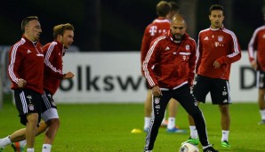 Franck Ribery (l.) und Mario Götze (2.v.l.) haben gute Chancen auf Pep Guardiolas erste Elf