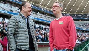 Eingespieltes Gespann: Jörg Schmadtke (l.) und FC-Trainer Peter Stöger