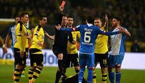 Hoffenheims Sebastian Rudy sah gegen Borussia Dortmund die Rote Karte