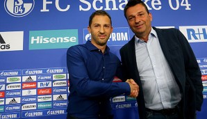 Christian Heidel mit dem neuen Schalke-Trainer Domenico Tedesco