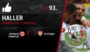 TOR DER HINRUNDE: Sebastien Haller (Eintracht Frankfurt) gegen den VfB Stuttgart - Sein Seitfallzieher war technisch nicht nur extrem anspruchsvoll, sondern brachte der Eintracht auch noch späte drei Zähler ein