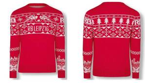 Eine Mischung aus Norwegerpulli und Ugly Christmas Sweater ist es bei RB Leipzig geworden. Aber immerhin sind auf der Rückseite noch Weihnachtsbäume