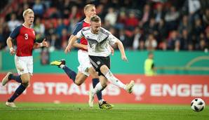 Cedric Teuchert verhalf der deutschen U21 mit seinem Tor gegen Norwegen zur vorzeitigen EM-Qualifikation.