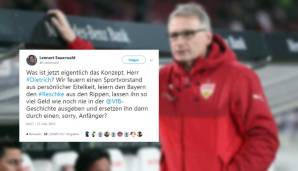 Einem anderen User macht die Konzeptlosigkeit des Vereins Sorgen. Hauptschuldiger: Nicht etwa Michael Reschke, sondern VfB-Präsident Dietrich.