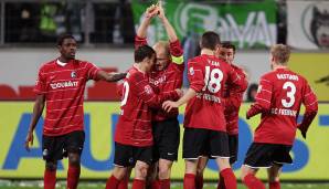 Platz 12: SC Freiburg - 355 Punkte (91 Siege, 82 Unentschieden, 125 Niederlagen, Torverhältnis 356:476) in neun Saisons.
