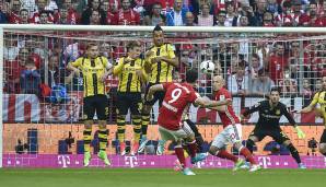 Platz 10: u.a. Robert Lewandowski (Borussia Dortmund, FC Bayern München) - 4 Freistoßtore.