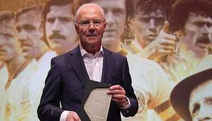 Franz Beckenbauer bei der Aufnahme in die Hall of Fame des deutschen Fußballs.