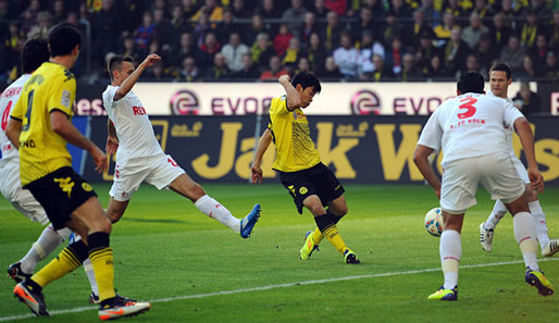 Shinji Kagawa (M.) brachte Dortmund gegen Köln mit 1:0 in Führung