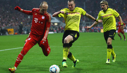 Arjen Robben (l.) gab gegen Dortmund ein durchwachsenes Comeback
