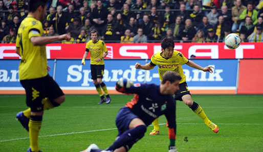 Shinji Kagawa erzielte mit diesem Kopfball zum 1:0 seinen neunten Saisontreffer für Dortmund