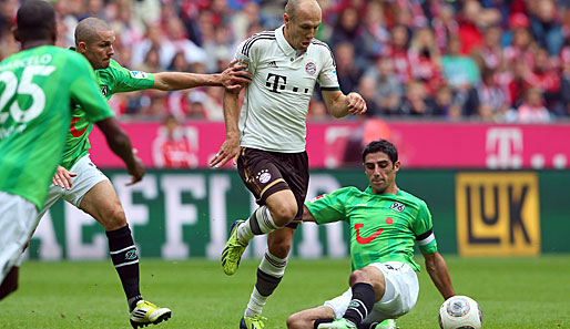 Arjen Robben versuchte sich gegen Hannover 96 häufig mit Dribblings