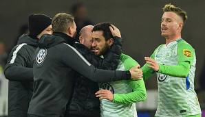 Wolfsburgs Yunus Malli bejubelt seinen Treffer zum 1:0 bei Hannover 96.