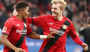 Leverkusens Flügelspieler Leon Bailey und Julian Brandt tauschten gegen Mainz zur Pause die Positionen.