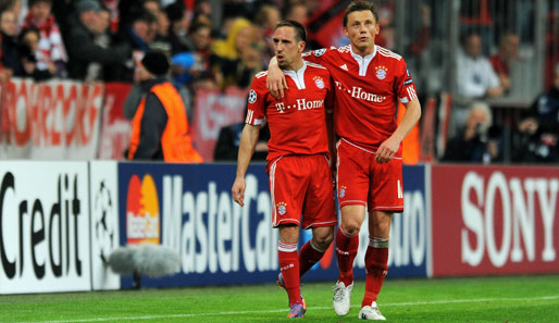 Die Garanten für Bayerns 2:1-Sieg: Franck Ribery (l.) und Ivica Olic machten gegen ManUtd die Tore