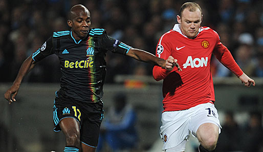 Wayne Rooney konnte sich gegen Marseille und Charles Kabore kaum einmal durchsetzen