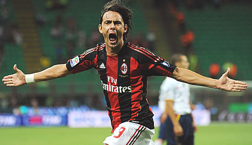 Filippo Inzaghi bestritt für den AC Milan 55 Champions-League-Spielen und schoss 29 Tore