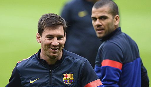 Bestens gelaunt absolvierte Lionel Messi das Abschlusstraining des FC Barcelona in München