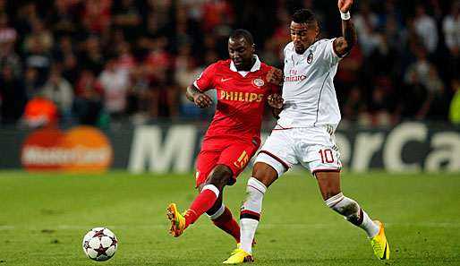 Kevin Prince Boateng (r.) und der AC Milan kamen in Eindhoven nicht über ein 1:1 hinaus