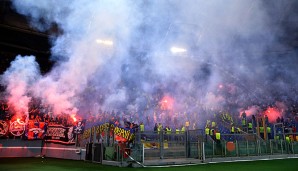 Moskauer Fans während des Spiels zwischen dem AS Rom und ZSKA