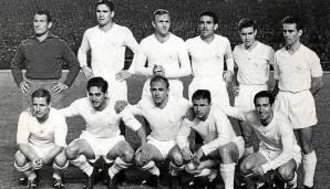 5 Titel: Hector Rial (Spanien, untere Reihe: 2.v.l.) mit Real Madrid (1955/56 - 1959/60).