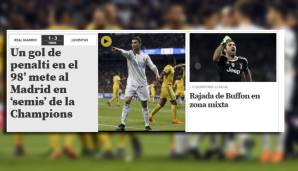 Eher nüchtern ist die Mundo Deportivo unterwegs und fasst schlicht die Fakten zusammen. Ein Elfmeter in der 98. Minute hievte Real ins Halbfinale.