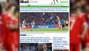 Die Daily Mail fragt, ob Ronaldos Treffer gar der großartigste CL-Treffer aller Zeiten war. Die Bayern hätten gegen "Uniteds Eroberer" Sevilla schon einen Fuß in der nächsten Runde.