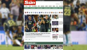 The Sun (England): "Ronaldo in Tränen, nachdem er vom Platz geschickt wird. Er könnte die Rückkehr ins Old Trafford verpassen."