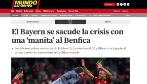 MundoDeportivo (Spanien): "Bayern schütteln die Krise mit einer 'Manita' gegen Benfica ab und spielen gegen Ajax um den Gruppensieg"