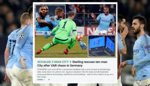 The Sun (England): "Sterling rettet Zehn-Mann City nach Videobeweis-Chaos in Deutschland"
