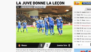 In Frankreich spricht die große Sportzeitung L'Equipe von der "Lektion", die Juve erteilte