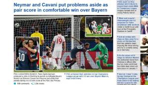 Die englische DailyMail bleibt trocken und sieht einen "komfortablen Sieg über Bayern", bei dem sich Neymar und Cavani versöhnen
