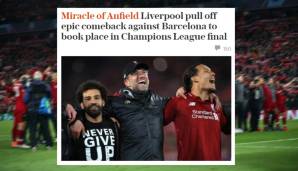 Telegraph (England): "Sie dachten sie hätten alle Geschichte in Istanbul geschrieben. Aber diese Geschichte entbehrt jedem Vergleich. Liverpool nahm allmächtige Revanche."