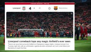 ESPN (USA): "Liverpool-Comeback übertrifft alle Magie, die Anfield bisher gesehen hat. Alle Legenden und Mythen wurden an diesem Abend Realität."