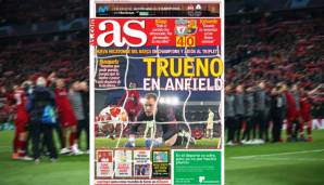 AS (Spanien): "Knall in Anfield. Neues Gemetzel für Barca in der Champions League und Adios Triple."