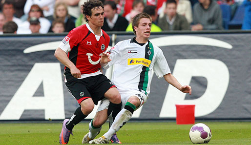 Patrick Herrmann (r.) absolvierte elf Spiele für Gladbach in dieser Saison und erzielte drei Treffer