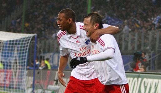 Ivica Olic (r.) erzielte beim 3:1-Sieg gegen 1860 München alle drei Treffer des HSV