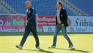 Hansa Rostock hat sich von Trainer Karsten Baumann (l.) und Sportdirektor Uwe Klein getrennt