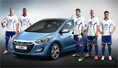 Die Big Five der Hyundai-Kampagne: Benzema, Sturridge, Casillas, Podolski, Rossi (v.l.)