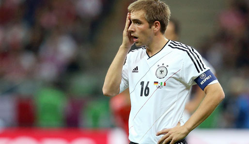 DFB-Kapitän Philipp Lahm ist mit 14 Einsätzen deutscher Rekordspieler bei EM-Endrunden