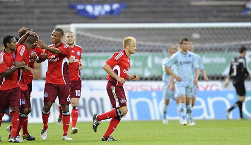 Im Hinspiel in Dänemark jubelte nur der HSV. Mit 4:0 fegten die Hanseaten ihren Gegner vom Platz