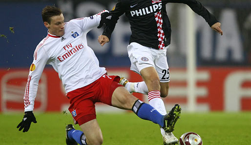 Marcell Jansen erzielte im Hinspiel den 1:0-Siegtreffer des HSV gegen Eindhoven