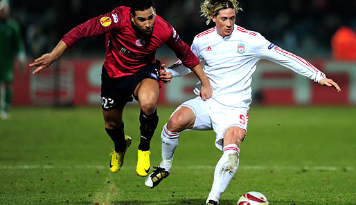 Fernando Torres (r.) und der FC Liverpool taten sich gegen den OSC Lille sehr schwer