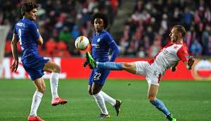 Chelsea-Linksverteidiger Marcos Alonso (li.) erzielte kurz vor Schluss den gewinnbringenden Treffer im Hinspiel gegen Slavia Prag.