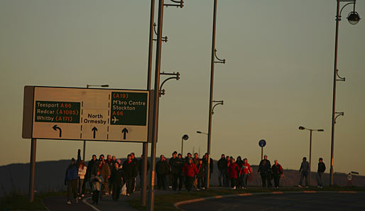 Die Fans vom FC Middlesbrough auf dem Weg zum Stadion