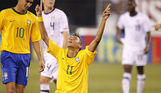Gleich in seinem ersten A-Länderspiel für Brasilien gelang ihm ein Treffer: Neymar