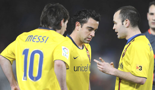 Ballartisten unter sich: Lionel Messi, Xavi (M.) und Andres Iniesta