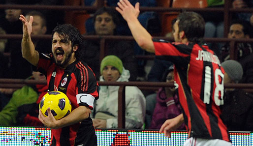 Jetzt trifft er auch noch: Milans Mittelfeldmann Gennaro Gattuso (l.)