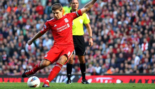 Steven Gerrard traf zum 1:0 für Liverpool gegen Manchester United